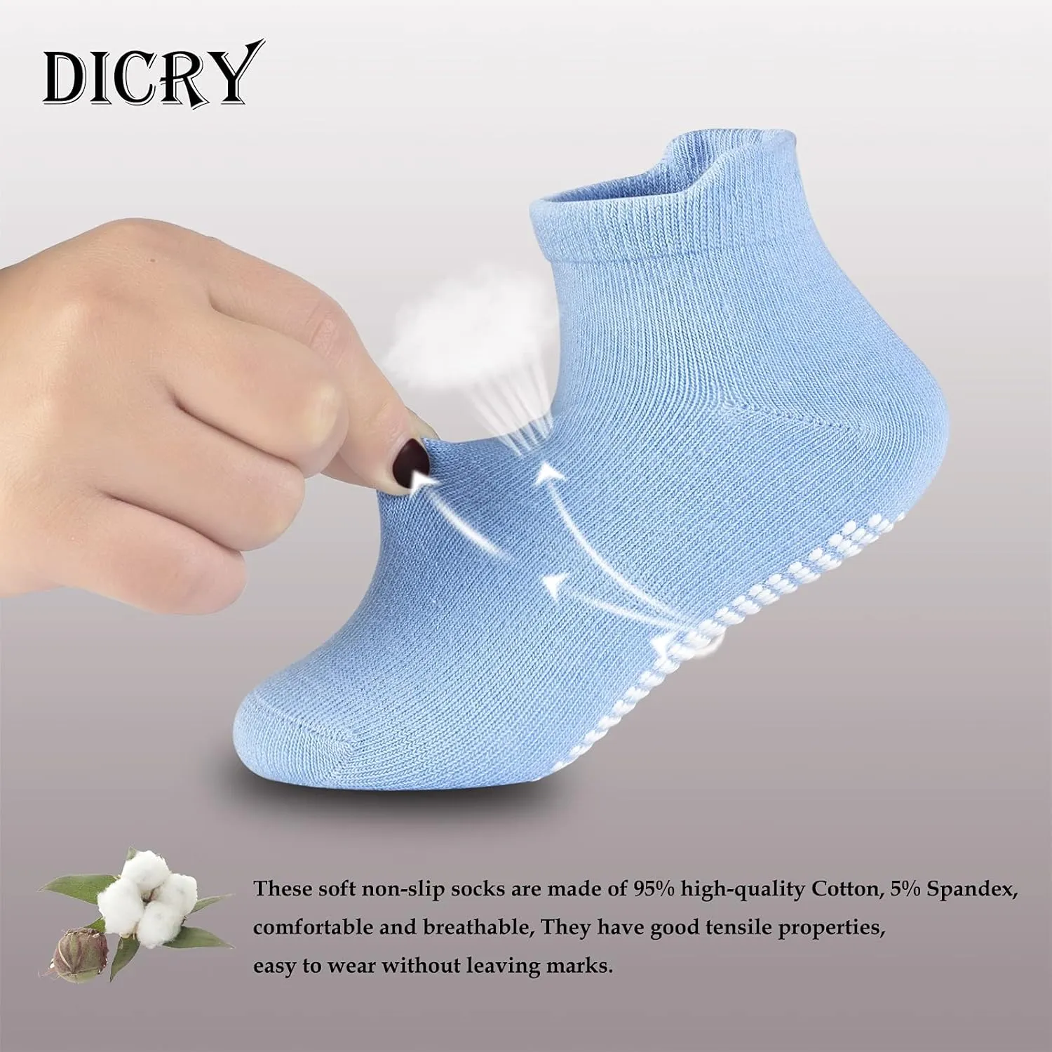 Dicry Toddler Non-Slip Ankle Socks Baby Anti-skid Grips Socks for Infant Kids