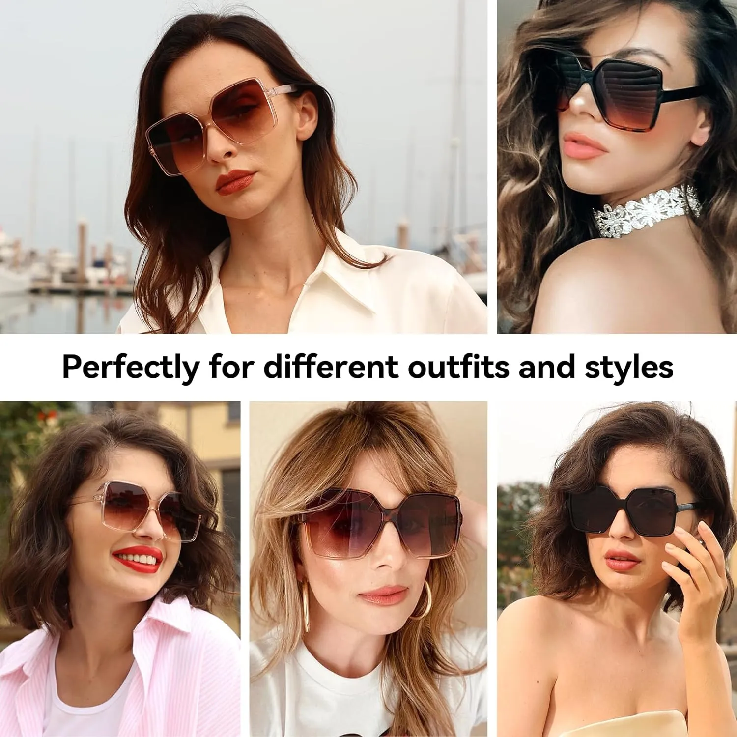 Dollger Oversized Square Sunglasses for Women Big Large Wide Fashion Shades for Men UV Protection Unisex