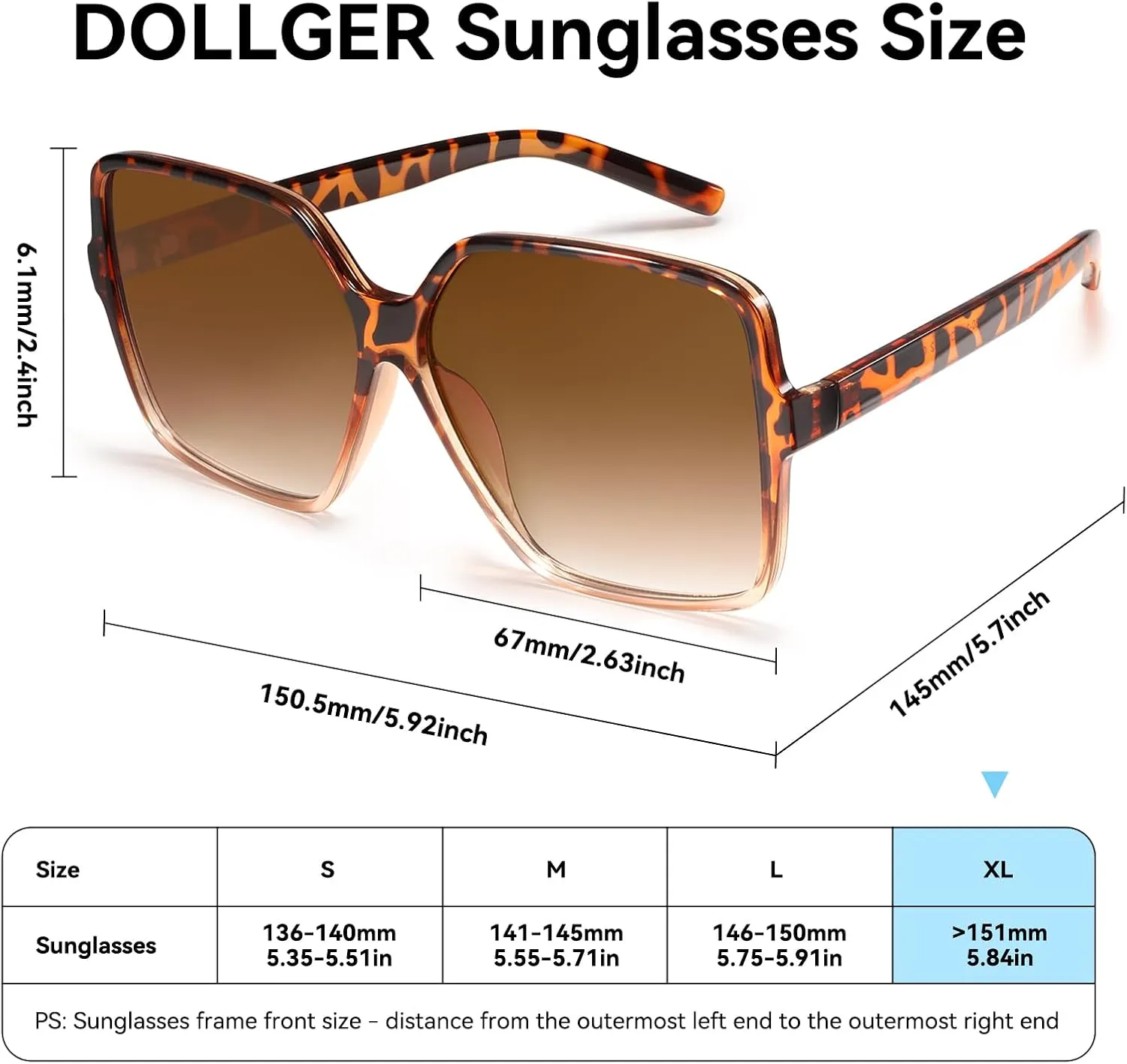 Dollger Oversized Square Sunglasses for Women Big Large Wide Fashion Shades for Men UV Protection Unisex