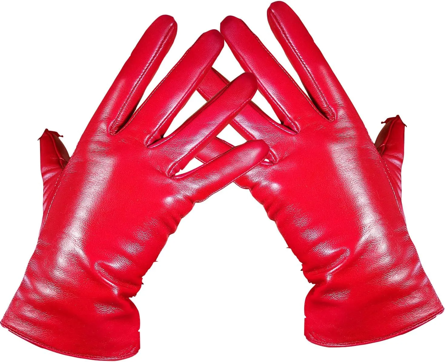 DooWay Women Real Leather Gloves Imported Goatskin Leather Wrist Short Classic Winter Warm Lining Dress Party Driving Gloves