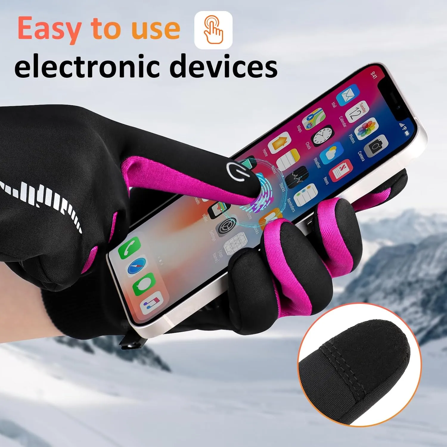 Duoyeree Kids Winter Gloves Warm Touchscreen Windproof Water Resistant Soft Lining Gloves Cycling Skiing Gloves for Boys Girls