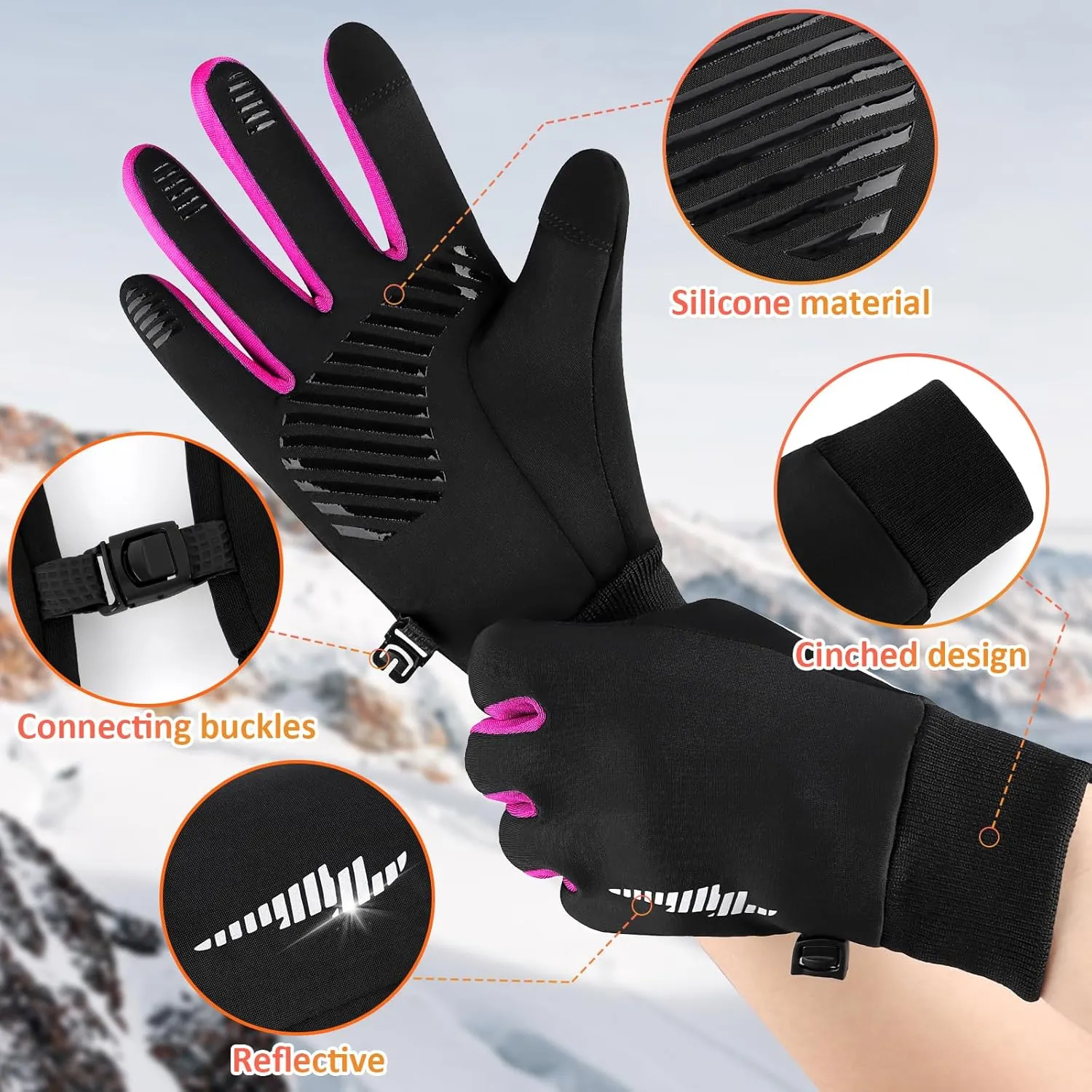 Duoyeree Kids Winter Gloves Warm Touchscreen Windproof Water Resistant Soft Lining Gloves Cycling Skiing Gloves for Boys Girls
