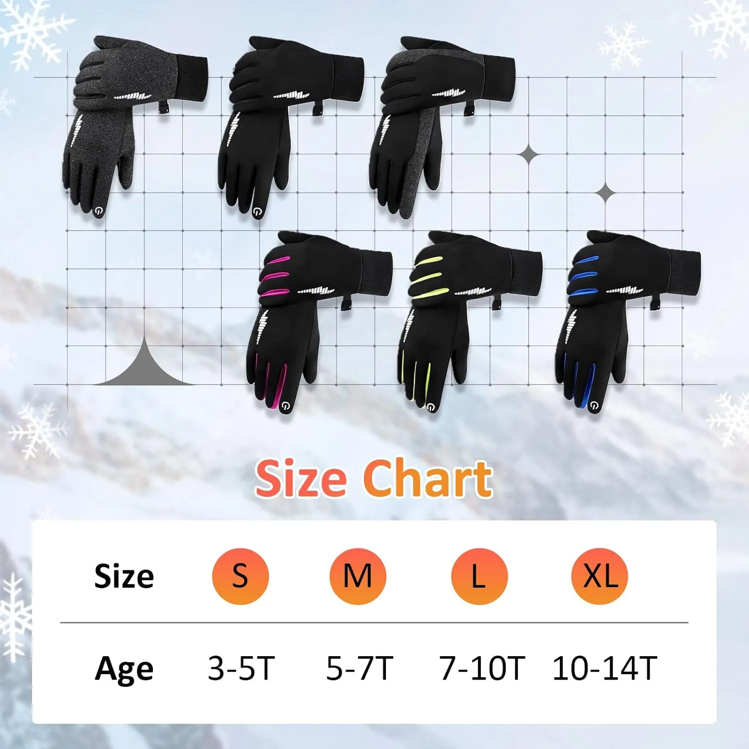 Duoyeree Kids Winter Gloves Warm Touchscreen Windproof Water Resistant Soft Lining Gloves Cycling Skiing Gloves for Boys Girls