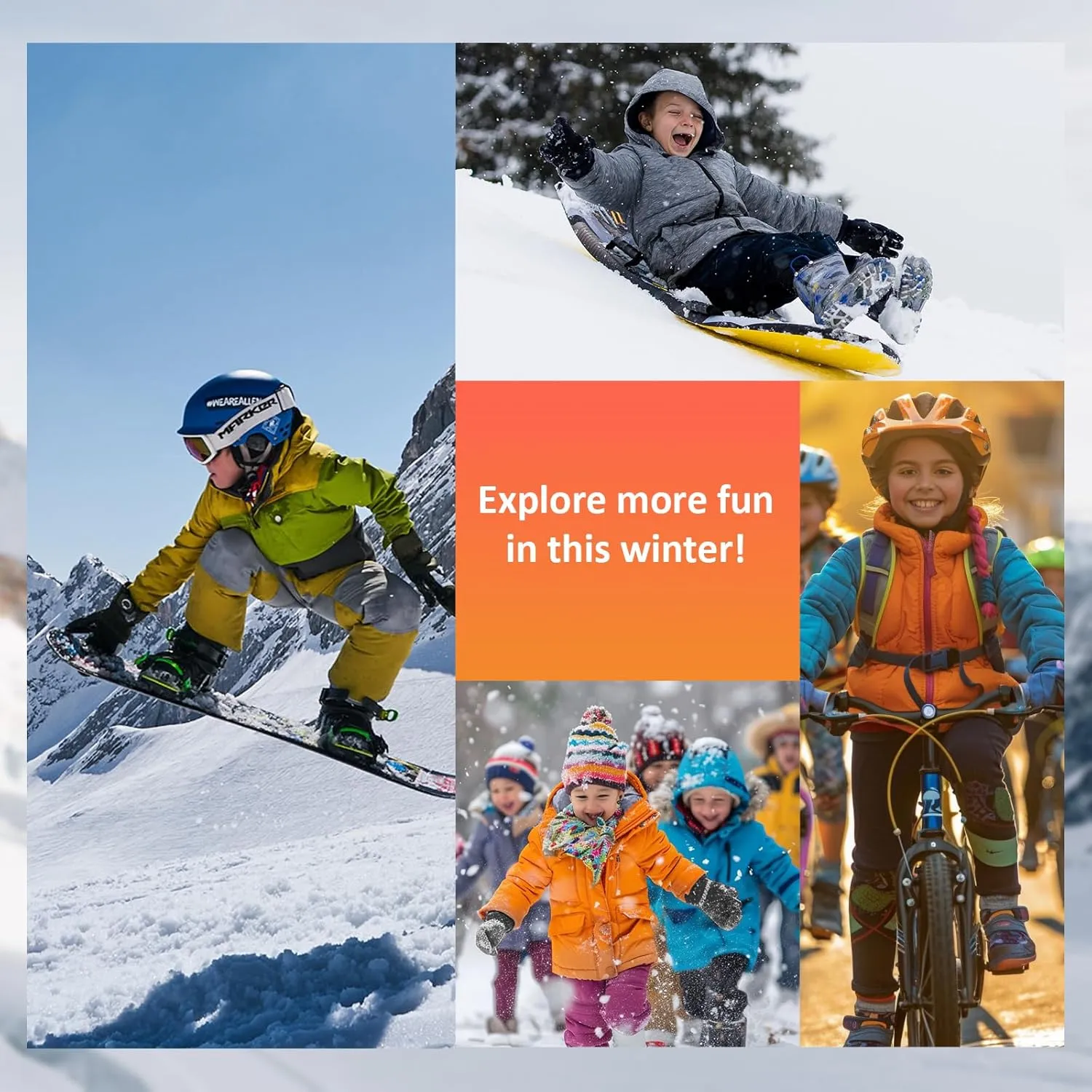 Duoyeree Kids Winter Gloves Warm Touchscreen Windproof Water Resistant Soft Lining Gloves Cycling Skiing Gloves for Boys Girls