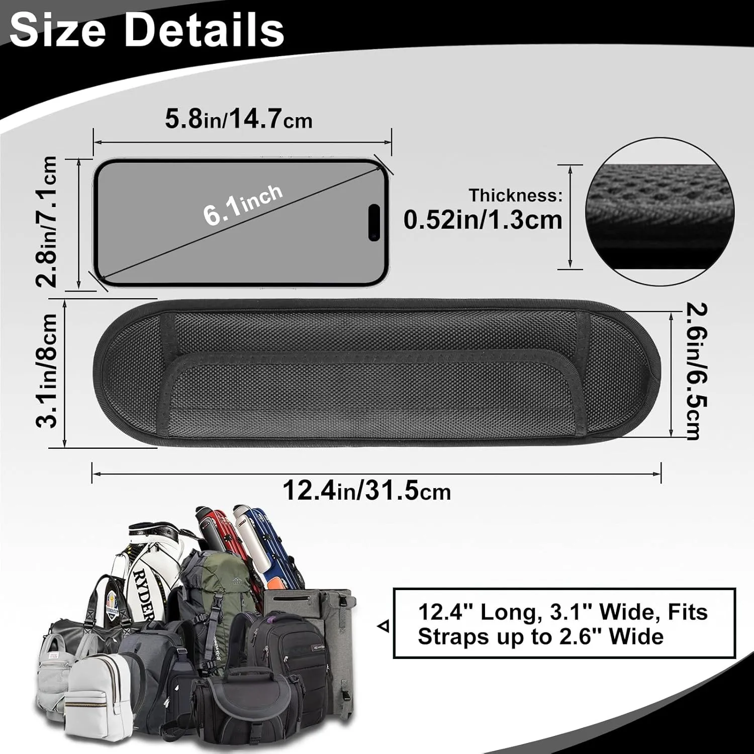 Extra Thick Shoulder Strap Pad, Universal Replacement Shoulder Pad, for Shoulder Bags, Guitar Strap, Detachable Shoulder Strap Pad Pads Help Relieve Shoulder Pain(Sandwich Mesh)