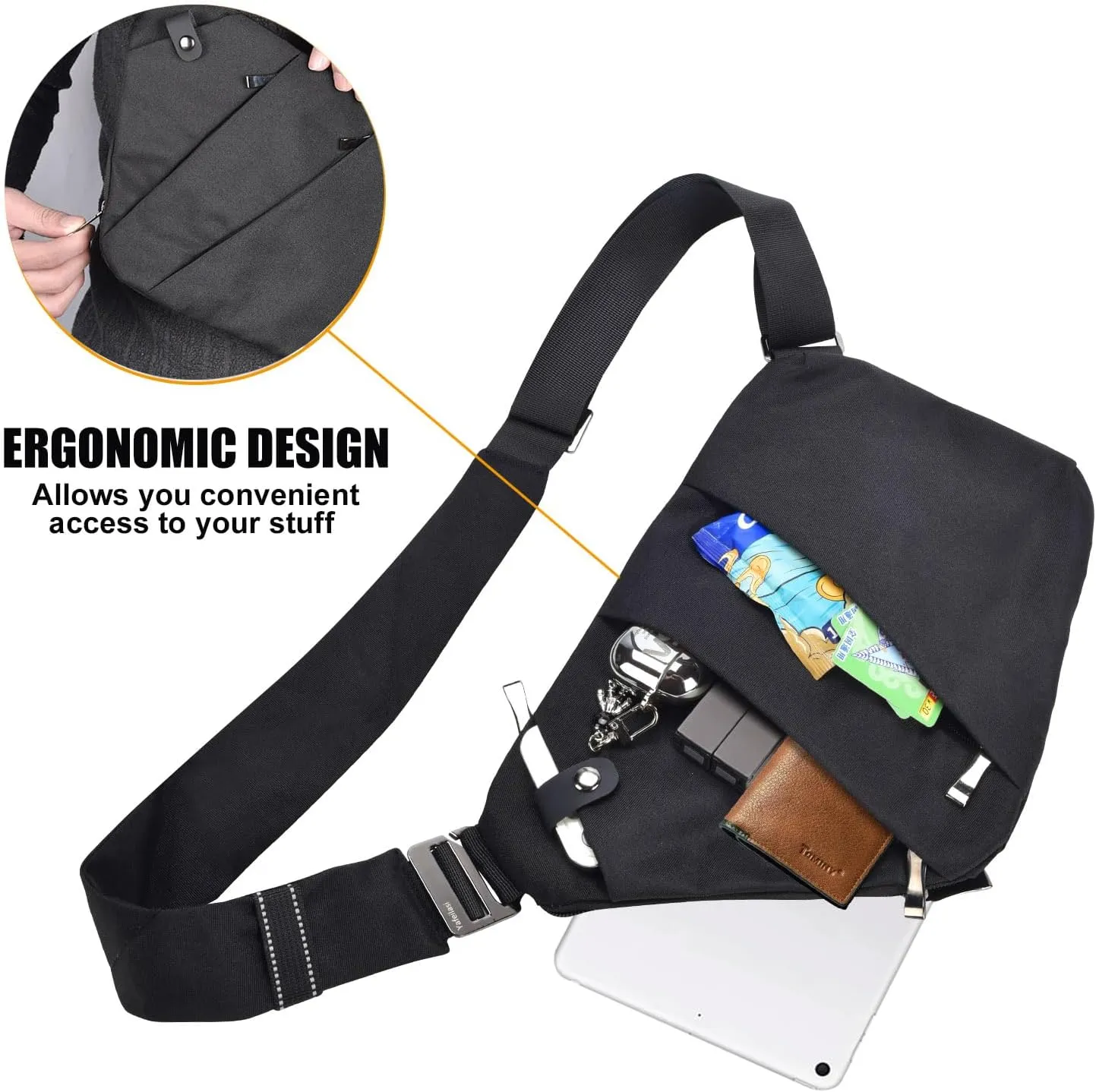 Fibrdoo Anti Theft Crossbody Bag for Women Men, Travel Purse Anti Theft Crossbody Sling Bag Shoulder Bag for Casual