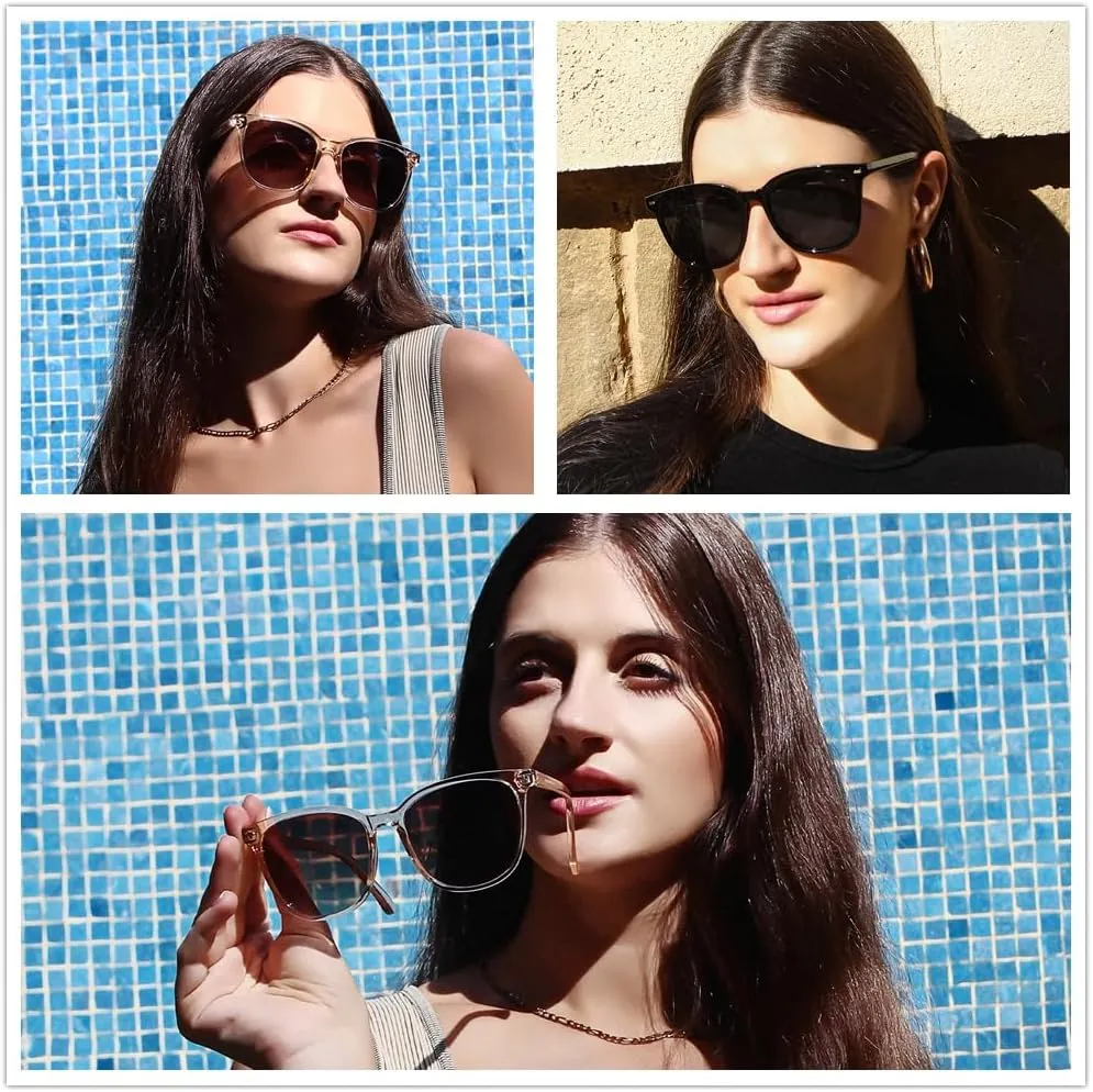 FIMILU 2 Packs Sunglasses for Women Polarized UV400 Protection Lens Big Frame Fashion Glasses Trendy Stylish Shade