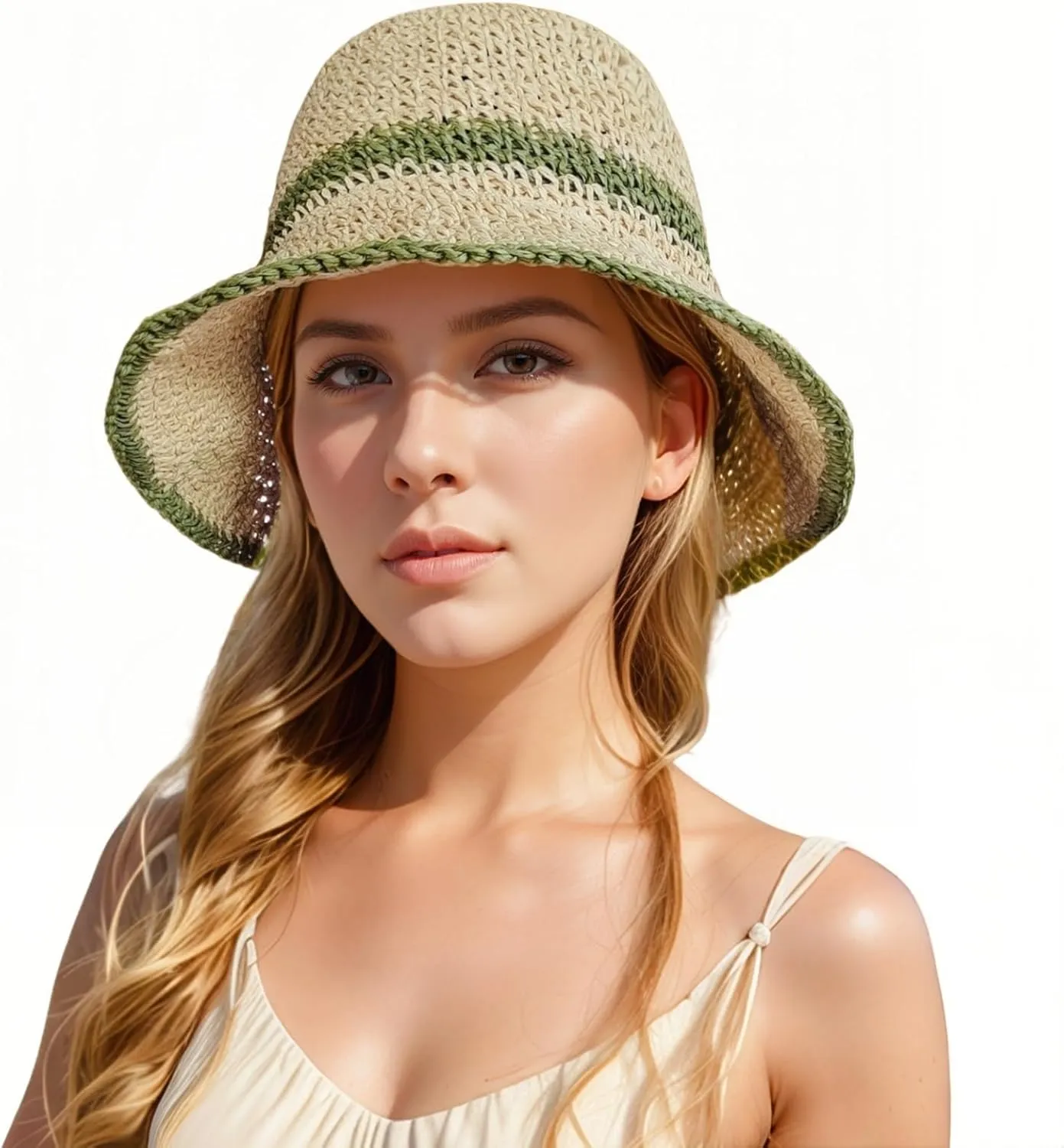 Floppy Big Beach Straw Hats for Women Foldable Summer Wide Brim Packable Sun Hat Womens Travel Straw Fedora Hat