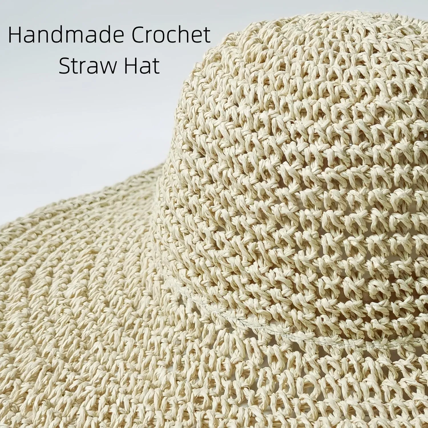 Floppy Big Beach Straw Hats for Women Foldable Summer Wide Brim Packable Sun Hat Womens Travel Straw Fedora Hat
