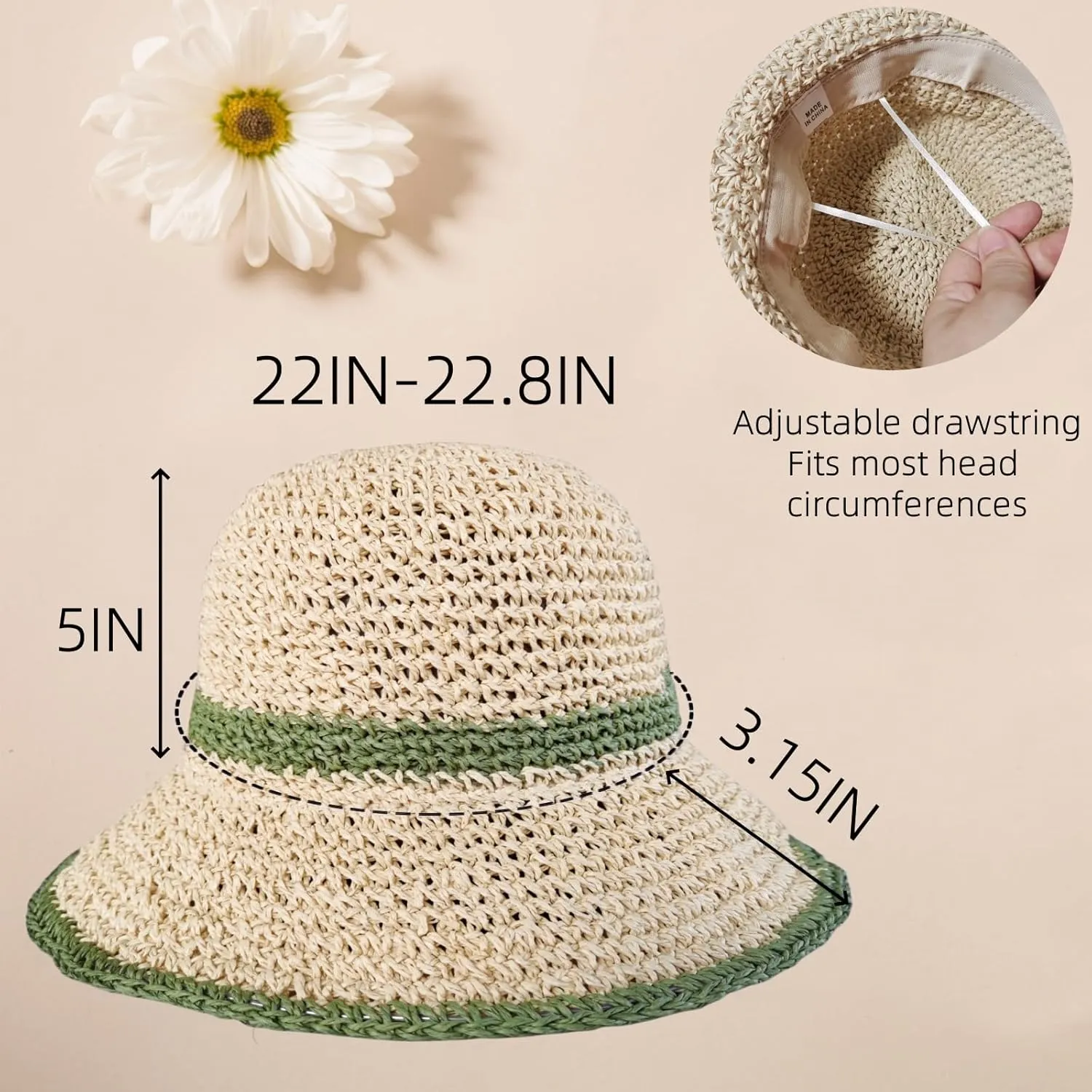 Floppy Big Beach Straw Hats for Women Foldable Summer Wide Brim Packable Sun Hat Womens Travel Straw Fedora Hat