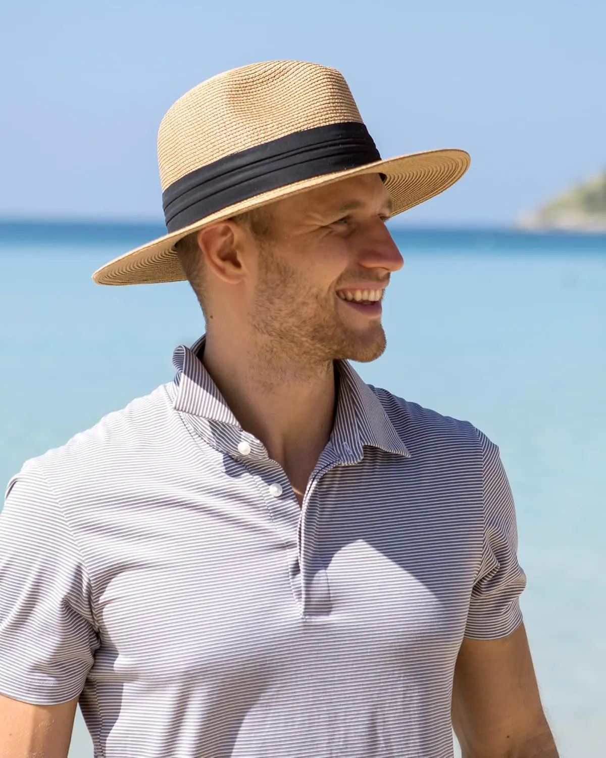 FURTALK Panama Hat Sun Hats for Women Men Wide Brim Fedora Straw Beach Hat UV UPF 80 