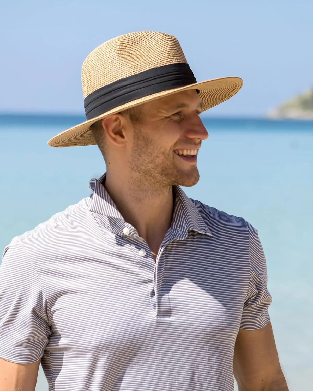 FURTALK Panama Hat Sun Hats for Women Men Wide Brim Fedora Straw Beach Hat UV UPF 80 