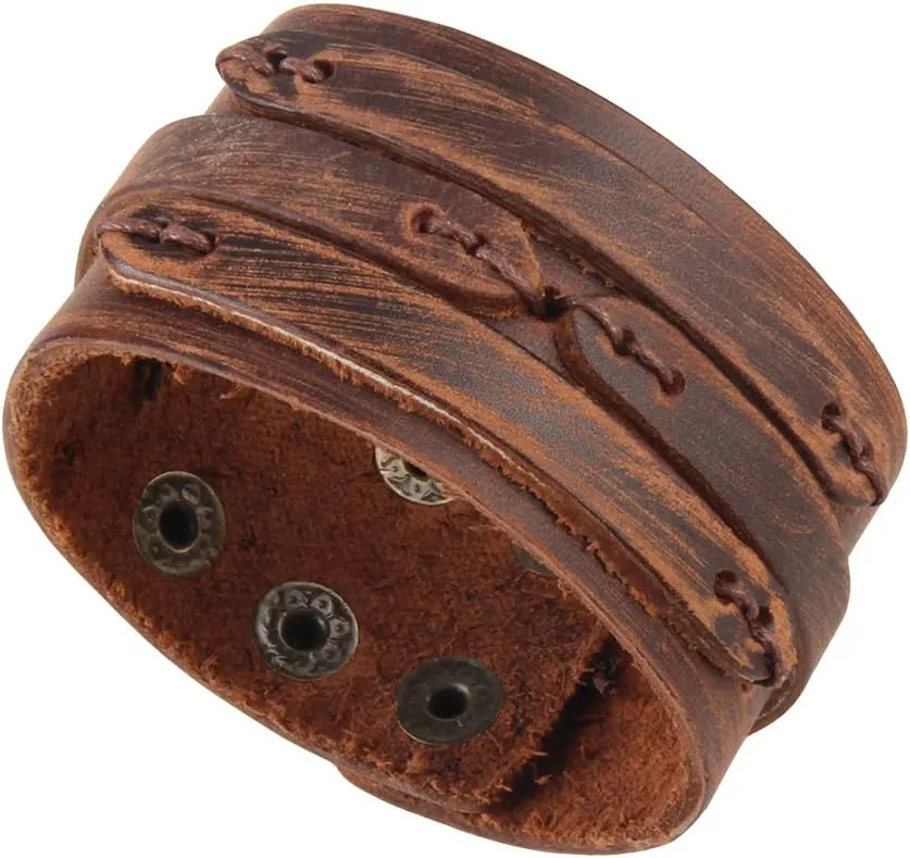 GelConnie Punk Leather Cuff Bracelet Adjustable Straps Wrap Bracelets Arm Armor Cuff Gothic Leather Wristbands for Men, Women