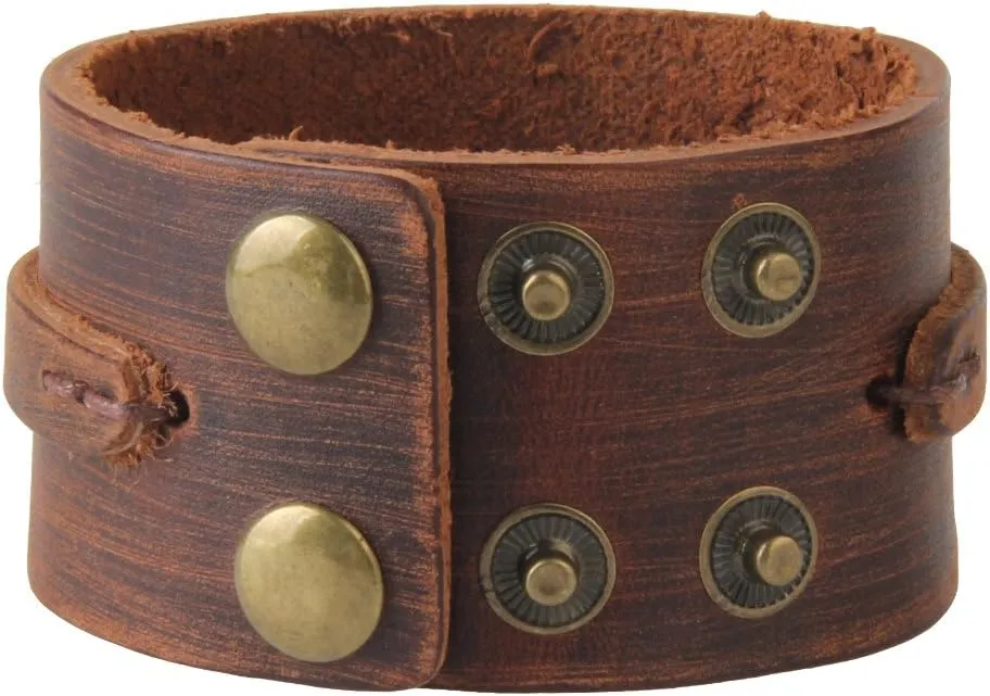 GelConnie Punk Leather Cuff Bracelet Adjustable Straps Wrap Bracelets Arm Armor Cuff Gothic Leather Wristbands for Men, Women