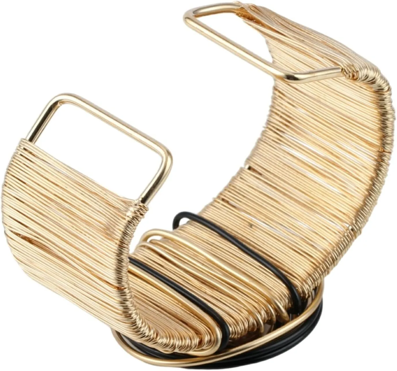 Gold Color Arm Cuff Big Crystal Bracelet for Women Thick Wide Chunky Statement Non Tarnish Wire Wrist Wrap Fashion Bangle