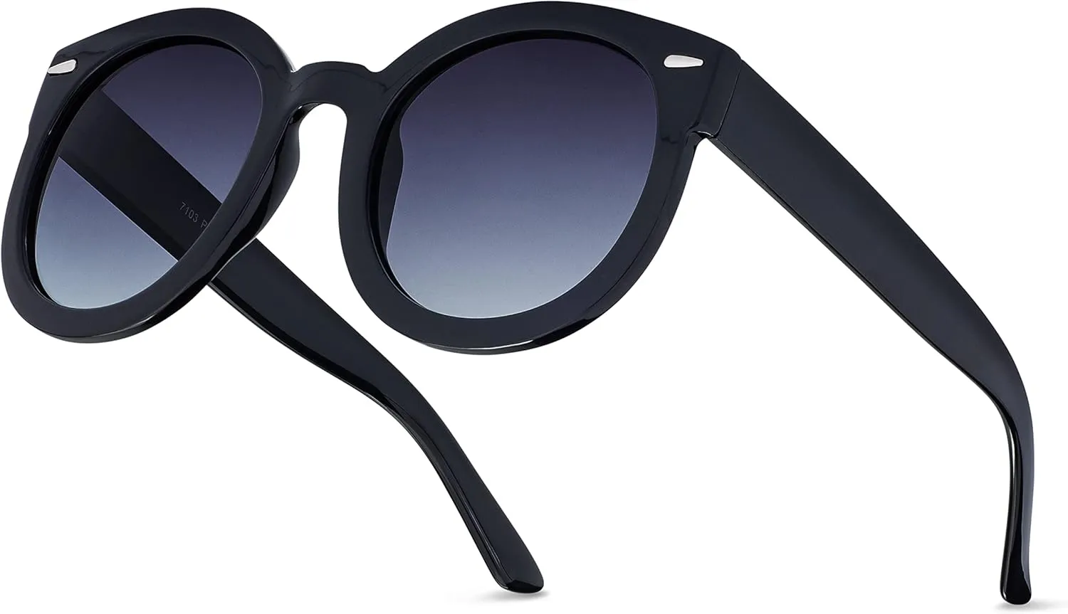 grinderPUNCH Trendy Round Polarized Sunglasses | Trendy Oversized Sunglasses for Women Men | Retro Round Polarized Sunglasses
