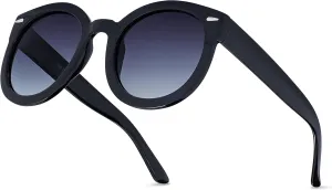 grinderPUNCH Trendy Round Polarized Sunglasses | Trendy Oversized Sunglasses for Women Men | Retro Round Polarized Sunglasses