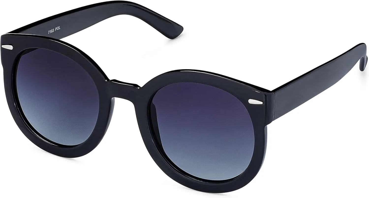 grinderPUNCH Trendy Round Polarized Sunglasses | Trendy Oversized Sunglasses for Women Men | Retro Round Polarized Sunglasses