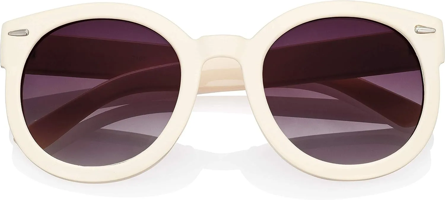 grinderPUNCH Trendy Round Polarized Sunglasses | Trendy Oversized Sunglasses for Women Men | Retro Round Polarized Sunglasses
