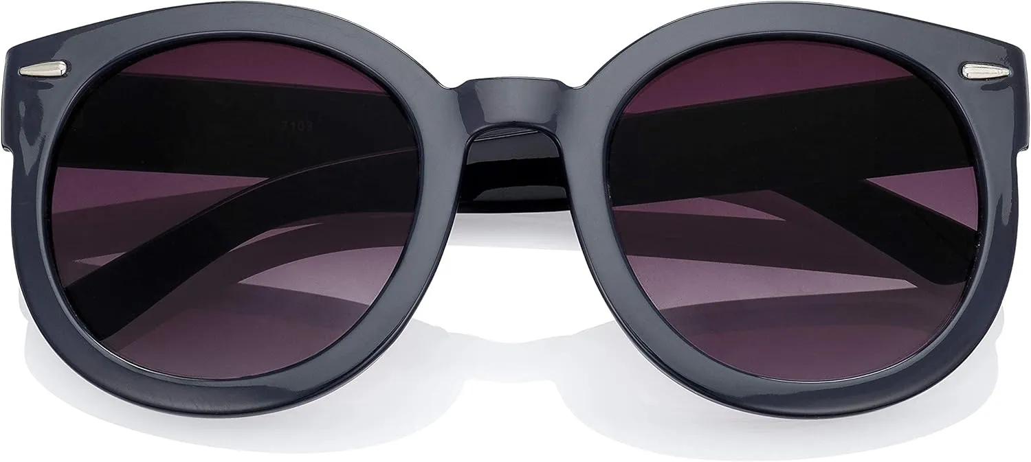 grinderPUNCH Trendy Round Polarized Sunglasses | Trendy Oversized Sunglasses for Women Men | Retro Round Polarized Sunglasses