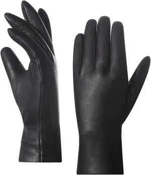 Harssidanzar Women's Nappa Lambskin Genuine Soft Leather Lined Cashmere Gloves GL006