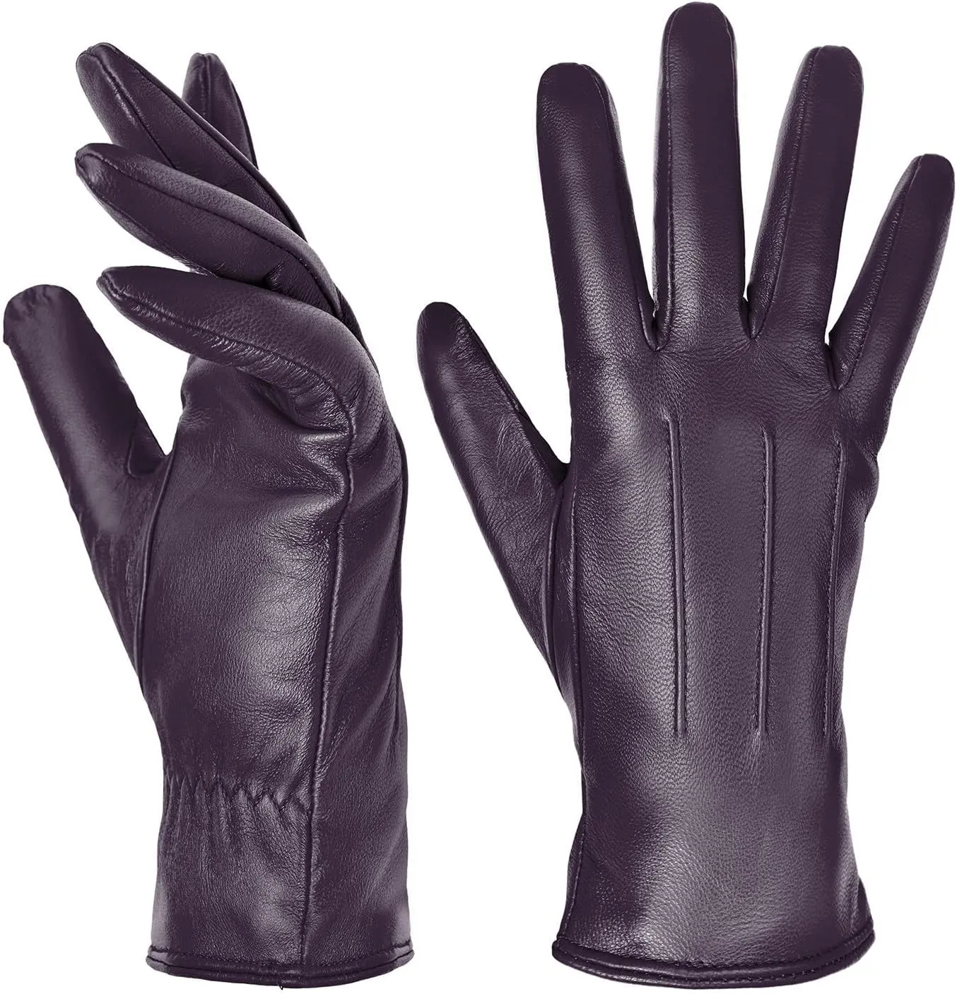 Harssidanzar Womens Winter Warm Cashmere Lining Touchscreen Texting Warm Driving Lambskin Leather Gloves GL017