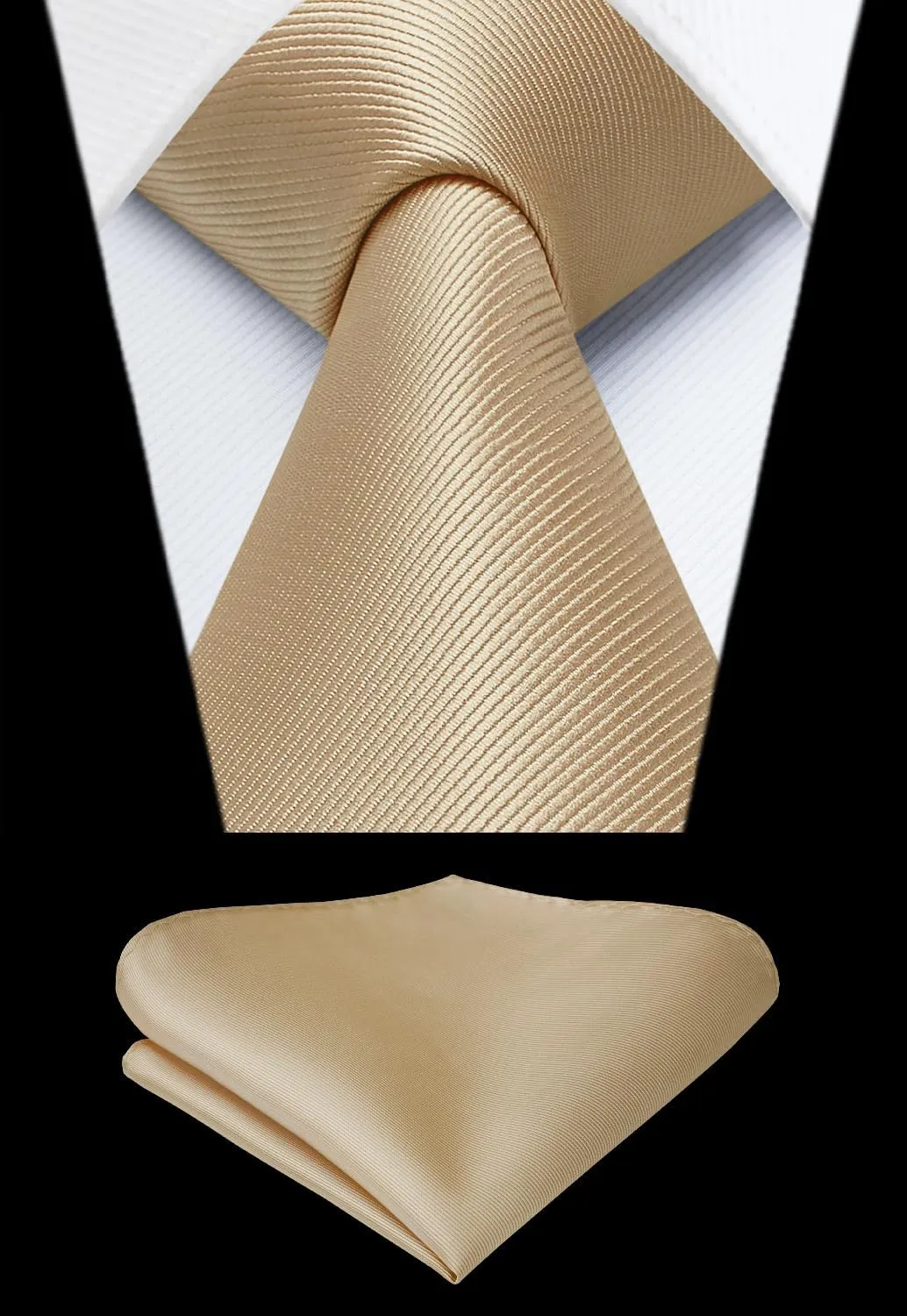 HISDERN Mens Ties Solid Color Ties for Men Formal Necktie with Pocket Square Set Satin Silk Neck Tie Handkerchiefs Set