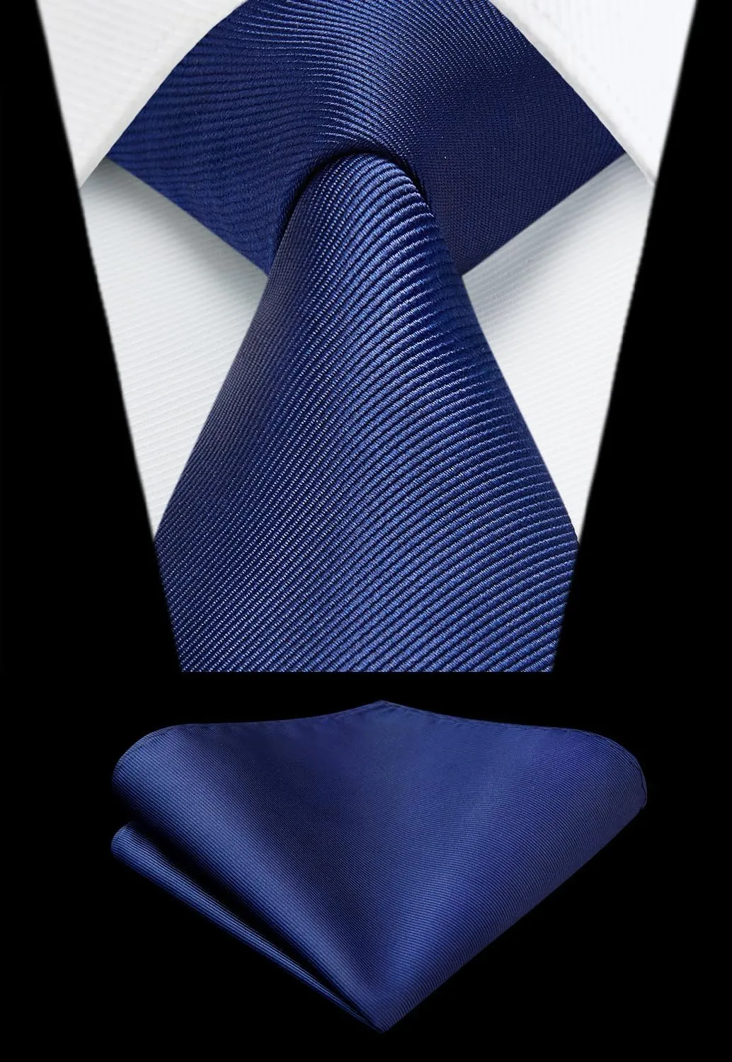 HISDERN Mens Ties Solid Color Ties for Men Formal Necktie with Pocket Square Set Satin Silk Neck Tie Handkerchiefs Set