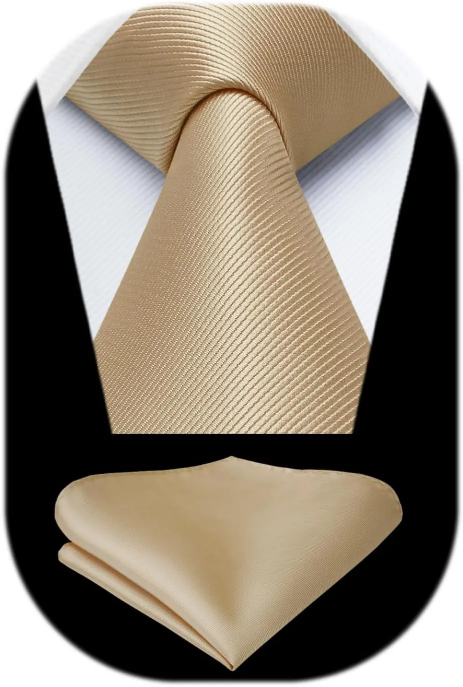 HISDERN Mens Ties Solid Color Ties for Men Formal Necktie with Pocket Square Set Satin Silk Neck Tie Handkerchiefs Set