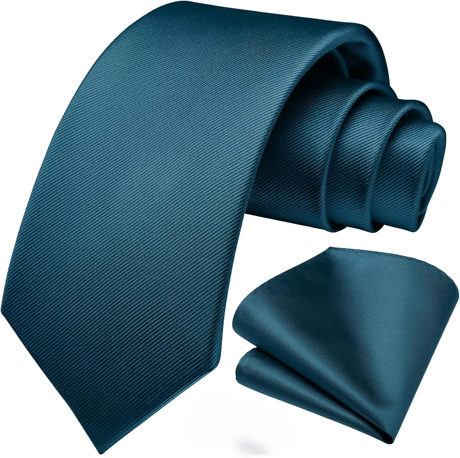 HISDERN Mens Ties Solid Color Ties for Men Formal Necktie with Pocket Square Set Satin Silk Neck Tie Handkerchiefs Set
