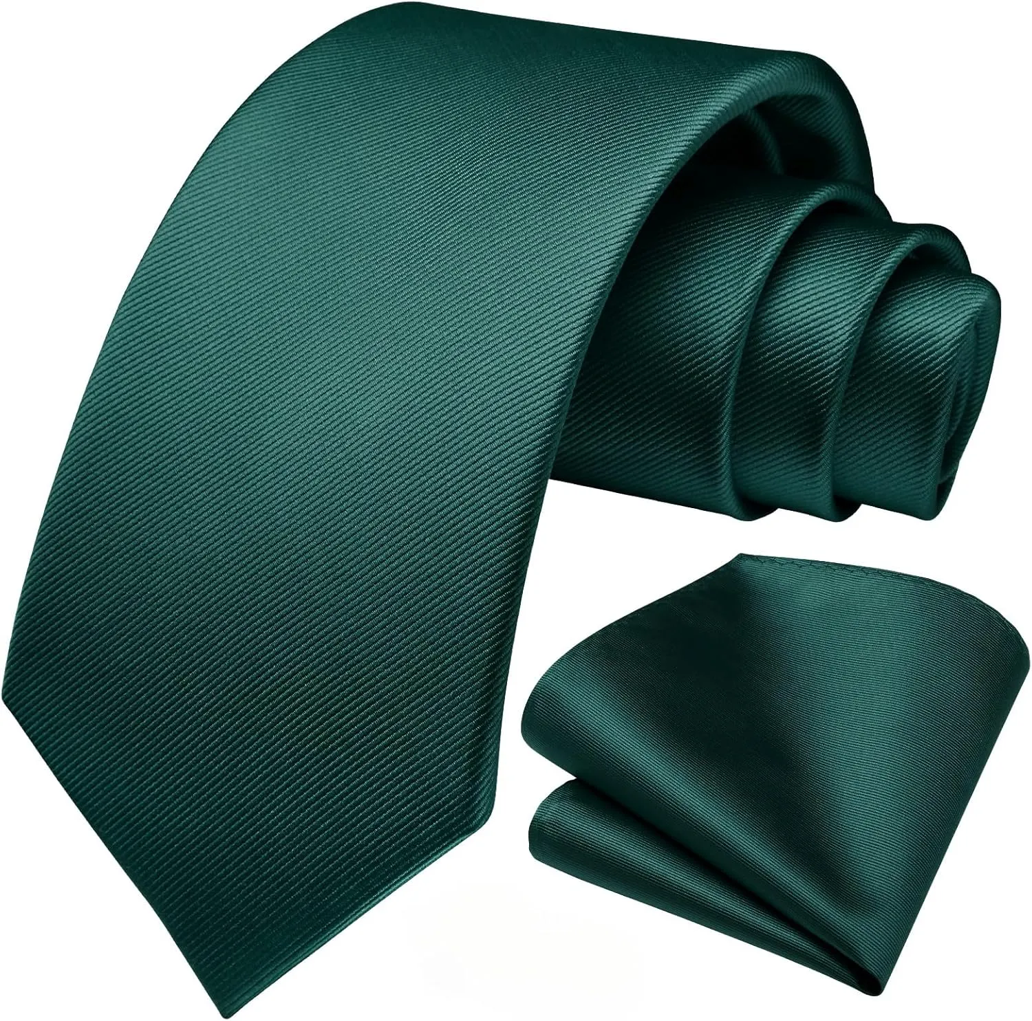 HISDERN Mens Ties Solid Color Ties for Men Formal Necktie with Pocket Square Set Satin Silk Neck Tie Handkerchiefs Set