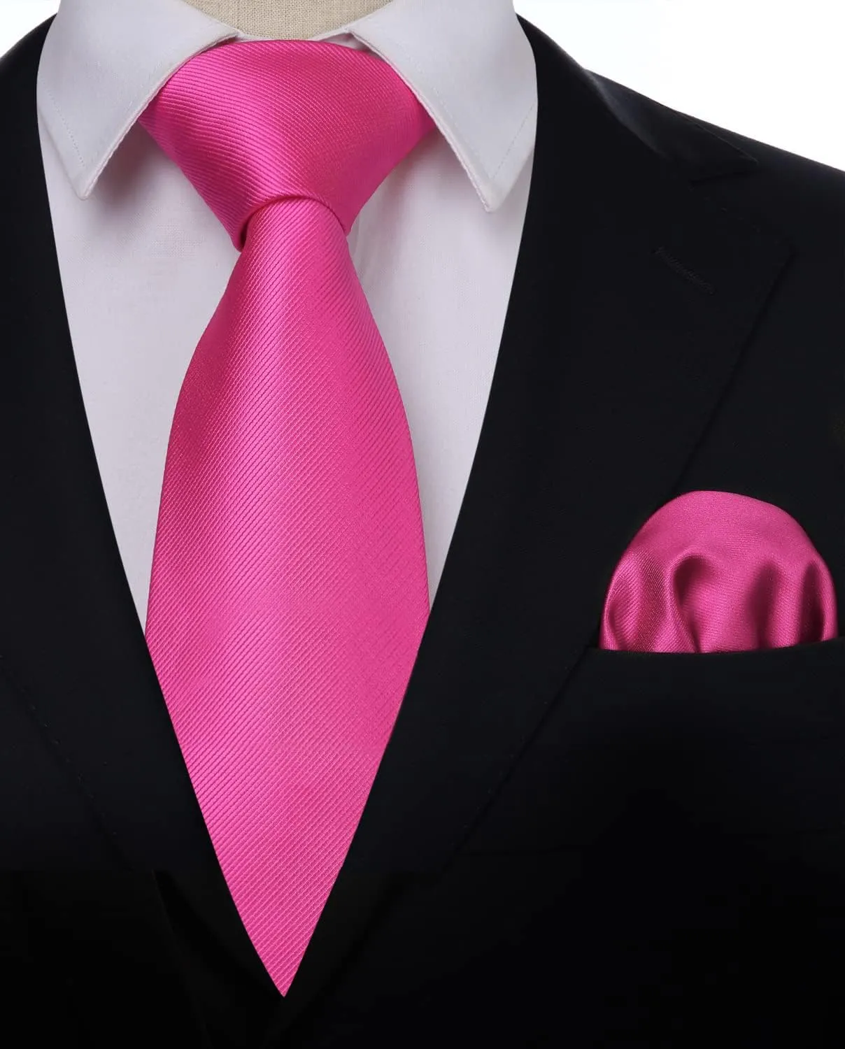 HISDERN Mens Ties Solid Color Ties for Men Formal Necktie with Pocket Square Set Satin Silk Neck Tie Handkerchiefs Set