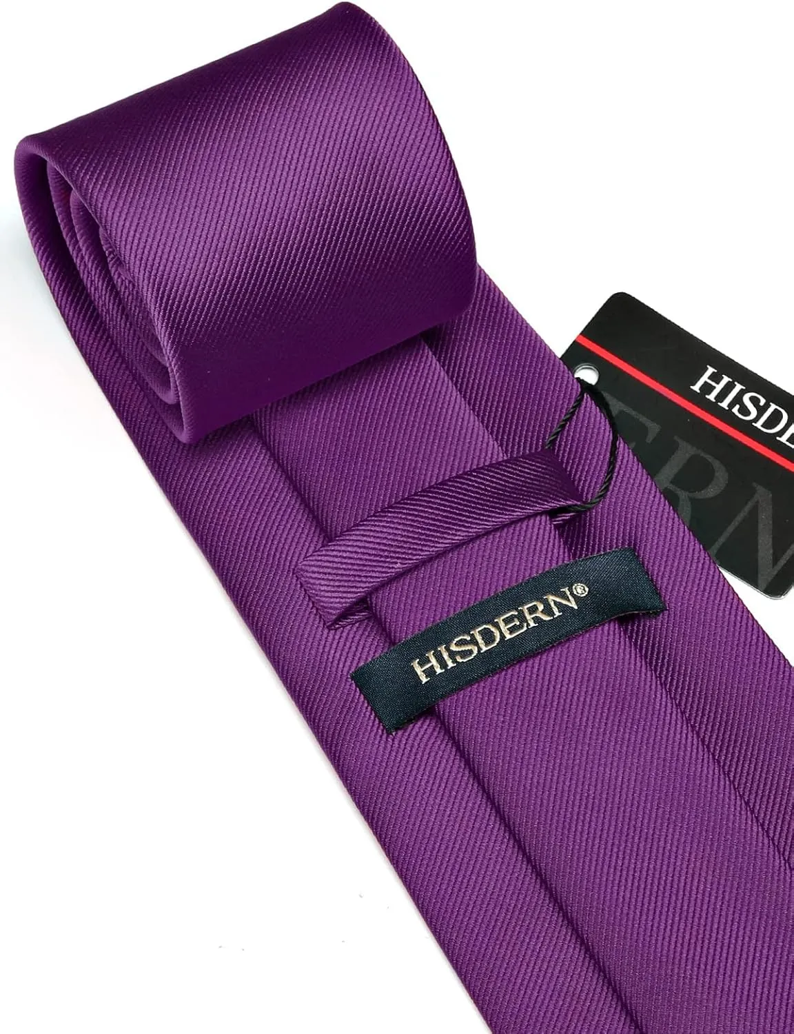 HISDERN Mens Ties Solid Color Ties for Men Formal Necktie with Pocket Square Set Satin Silk Neck Tie Handkerchiefs Set