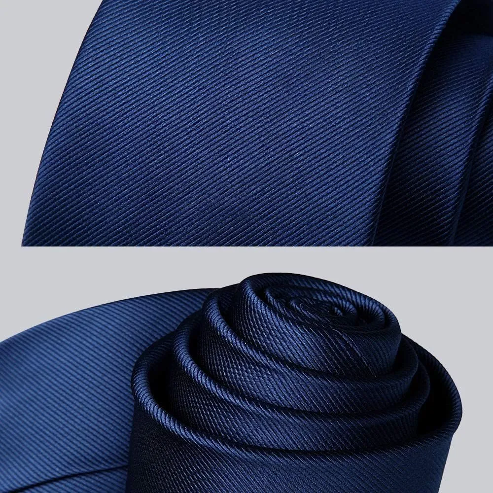 HISDERN Mens Ties Solid Color Ties for Men Formal Necktie with Pocket Square Set Satin Silk Neck Tie Handkerchiefs Set