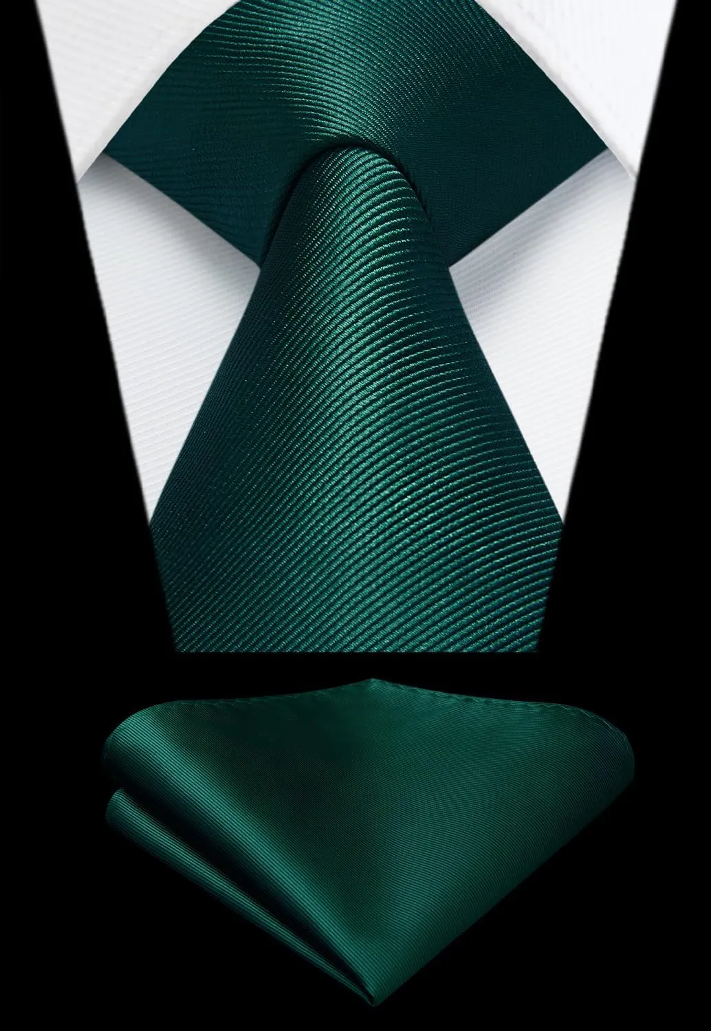 HISDERN Mens Ties Solid Color Ties for Men Formal Necktie with Pocket Square Set Satin Silk Neck Tie Handkerchiefs Set