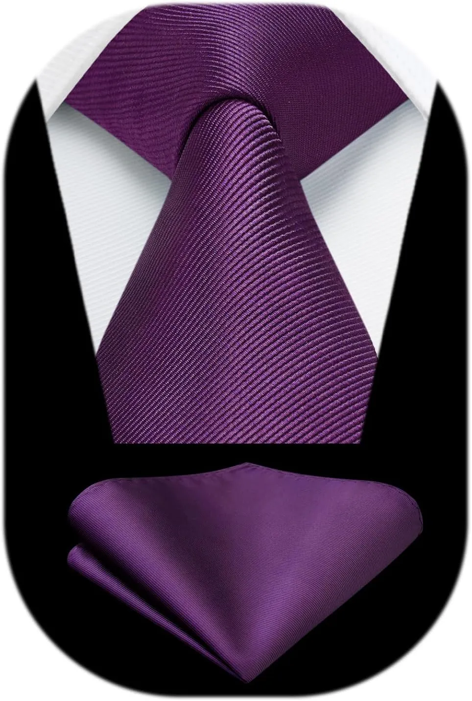 HISDERN Mens Ties Solid Color Ties for Men Formal Necktie with Pocket Square Set Satin Silk Neck Tie Handkerchiefs Set