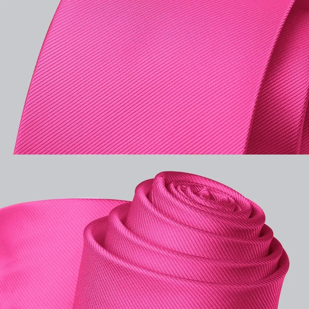 HISDERN Mens Ties Solid Color Ties for Men Formal Necktie with Pocket Square Set Satin Silk Neck Tie Handkerchiefs Set