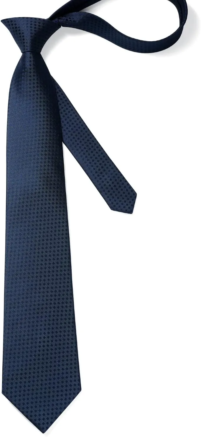 HISDERN Plaid Checkered Tie Handkerchief Woven Classic Formal Men's Necktie & Pocket Square Set