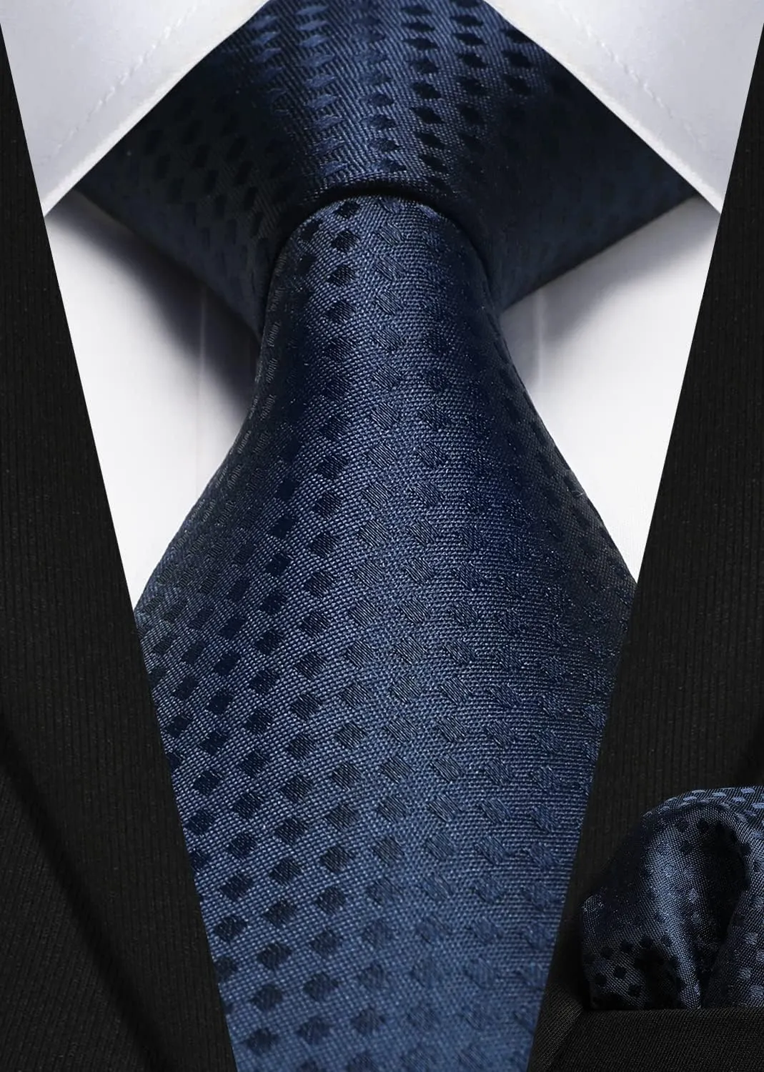 HISDERN Plaid Checkered Tie Handkerchief Woven Classic Formal Men's Necktie & Pocket Square Set