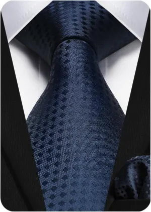 HISDERN Plaid Checkered Tie Handkerchief Woven Classic Formal Men's Necktie & Pocket Square Set
