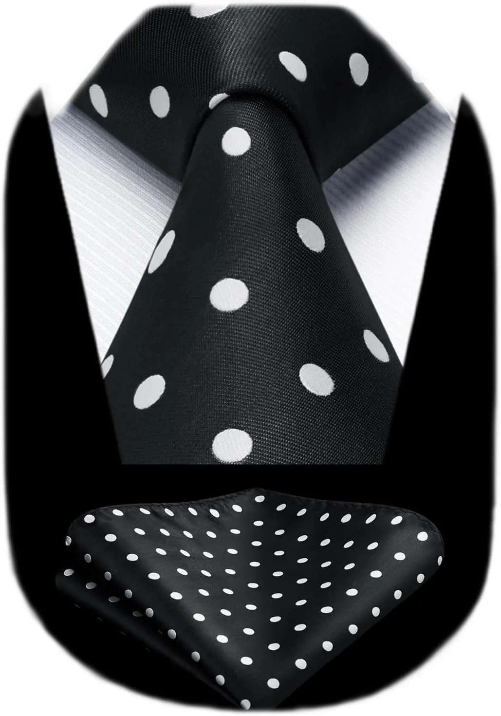 HISDERN Polka Dot Ties for Men Classic Silk Ties and Pocket Square Formal Business Necktie Handkerchief Wedding Party