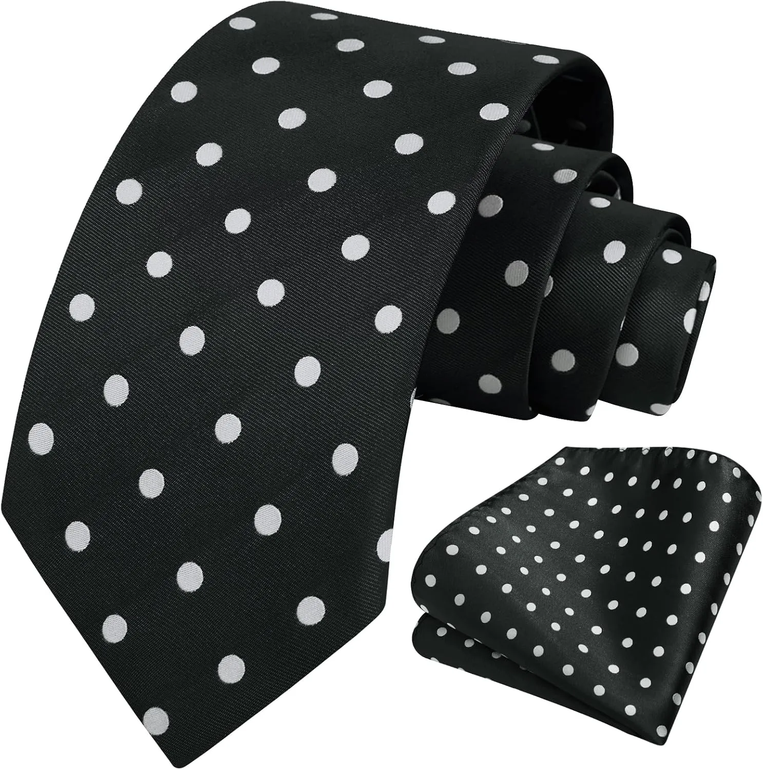 HISDERN Polka Dot Ties for Men Classic Silk Ties and Pocket Square Formal Business Necktie Handkerchief Wedding Party