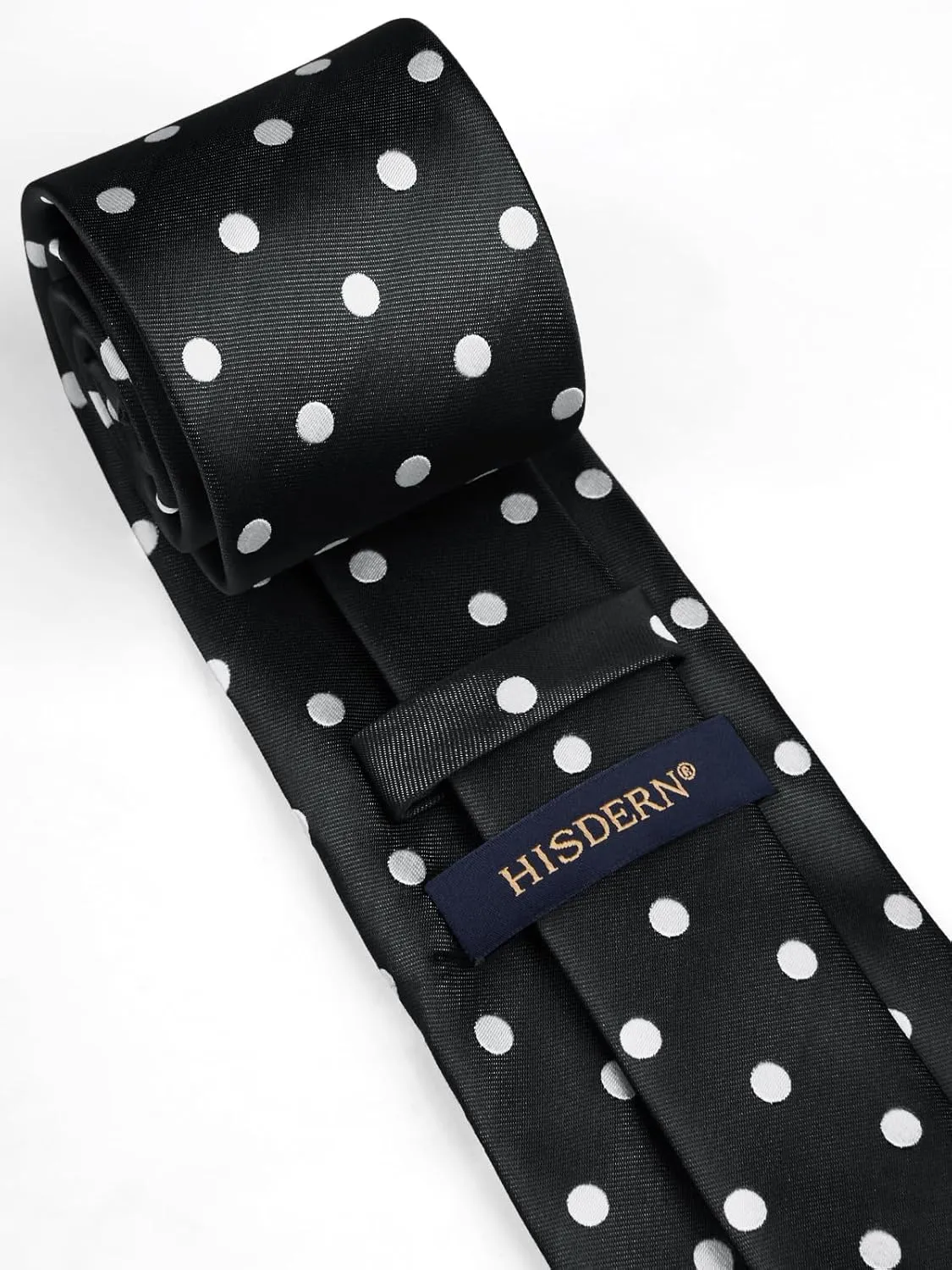 HISDERN Polka Dot Ties for Men Classic Silk Ties and Pocket Square Formal Business Necktie Handkerchief Wedding Party
