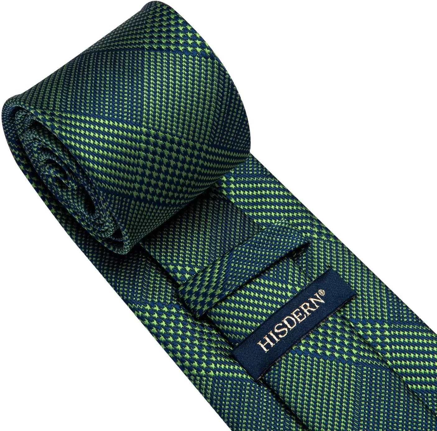HISDERN Ties for Men Solid Houndstooth Neckties Handkerchief Formal Business Tie & Pocket Square Set Wedding Party