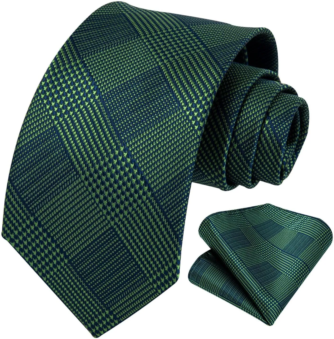 HISDERN Ties for Men Solid Houndstooth Neckties Handkerchief Formal Business Tie & Pocket Square Set Wedding Party