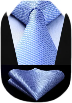 HISDERN Ties for Men Solid Houndstooth Neckties Handkerchief Formal Business Tie & Pocket Square Set Wedding Party