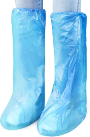 IwIeIaIrI Disposable Shoe Covers 60 Pack (30 Pairs) Blue Rain Shoes and Boots Cover Plastic Long Shoe Cover Clear Waterproof Anti-Slip Overshoe for Women Men Water Boots Cover Rainy Day Use Cover