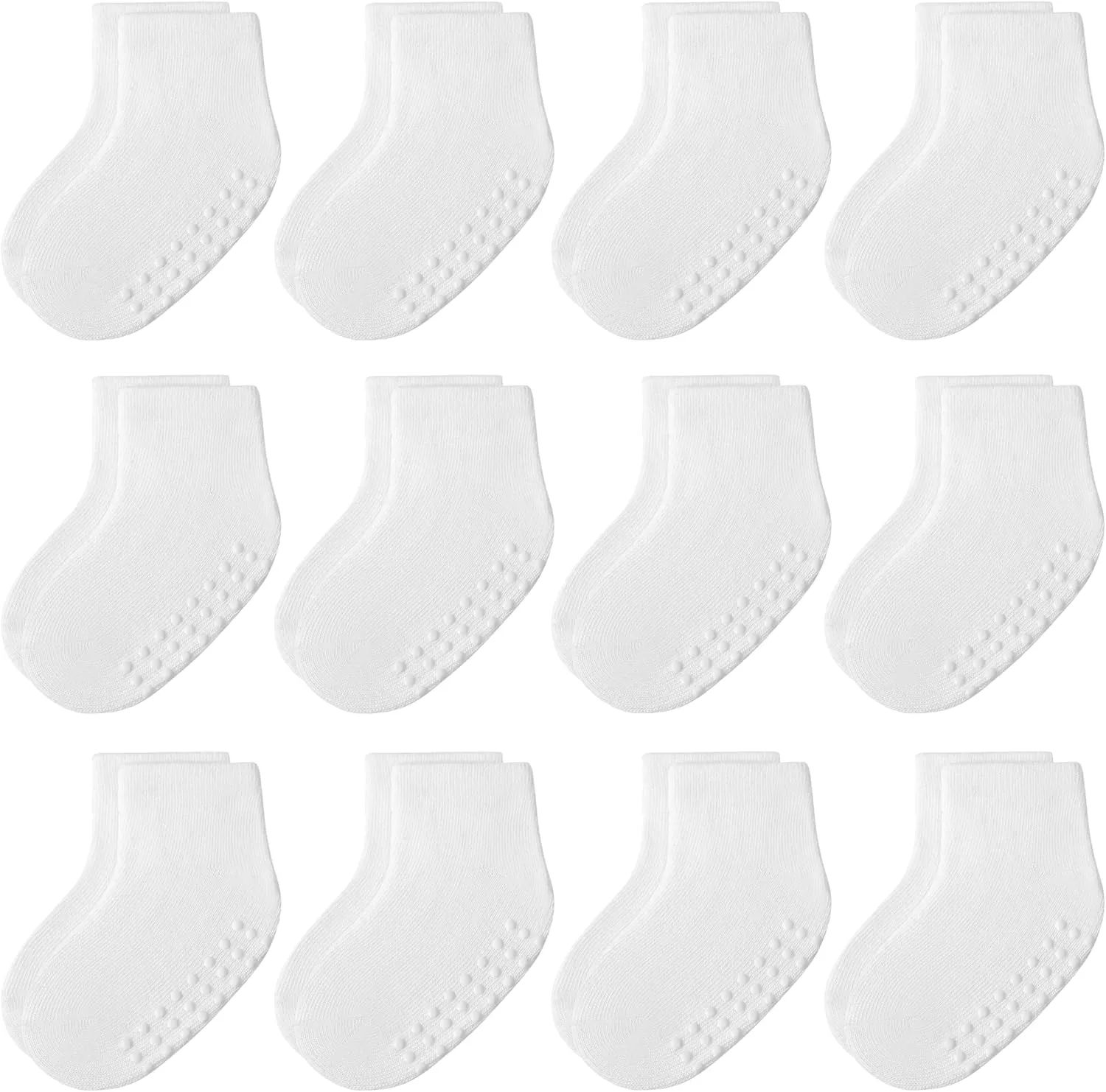 JAKIDAR 12 Pair Baby Toddler Socks Non-Slip Grip Cotton Ankle Socks for Boys Girls Non Skid Soles for Infants Kids