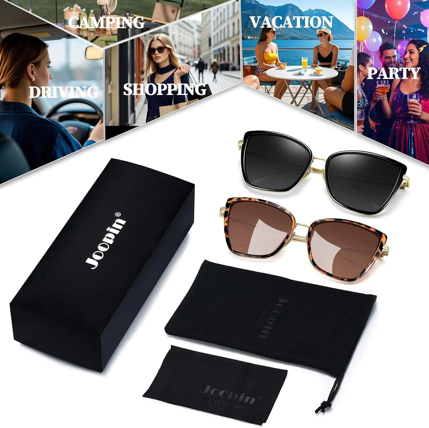 Joopin Oversized Cateye Sunglasses for Women Fashion Cat Eye Sun Glasses UV Protection Ladies Shades Sunnies