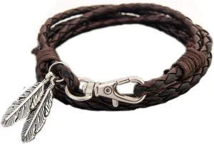 JOYID Fish Hook Leather Wrap Braided Bracelet Multi-layer Handwork Punk style Fish Clasp Bracelet for Men